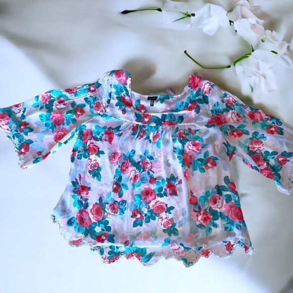 Jessica Simpson l Gray Sheer Floral Blouse l 2X l - Picture 3 of 7